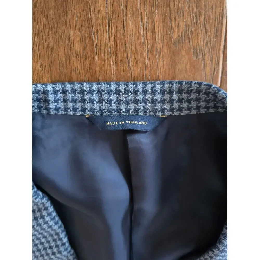 Brooks Brothers Men's Wool Regent Houndstooth Checked Blue Sports Coat Size 42L